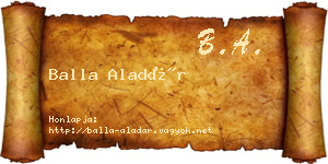 Balla Aladár névjegykártya